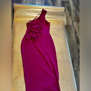 Magenta cross tie back dress